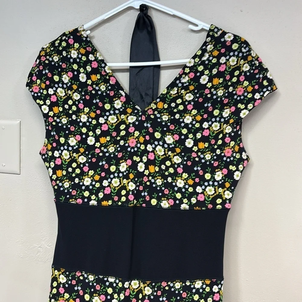 Tory Burch floral Juillet viscose side tip up sleeveless stunning dress size M
